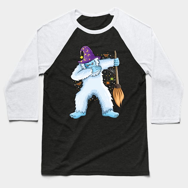 Dabbing Yeti Witch Hat Halloween Animal lovers Halloween Baseball T-Shirt by UNXart